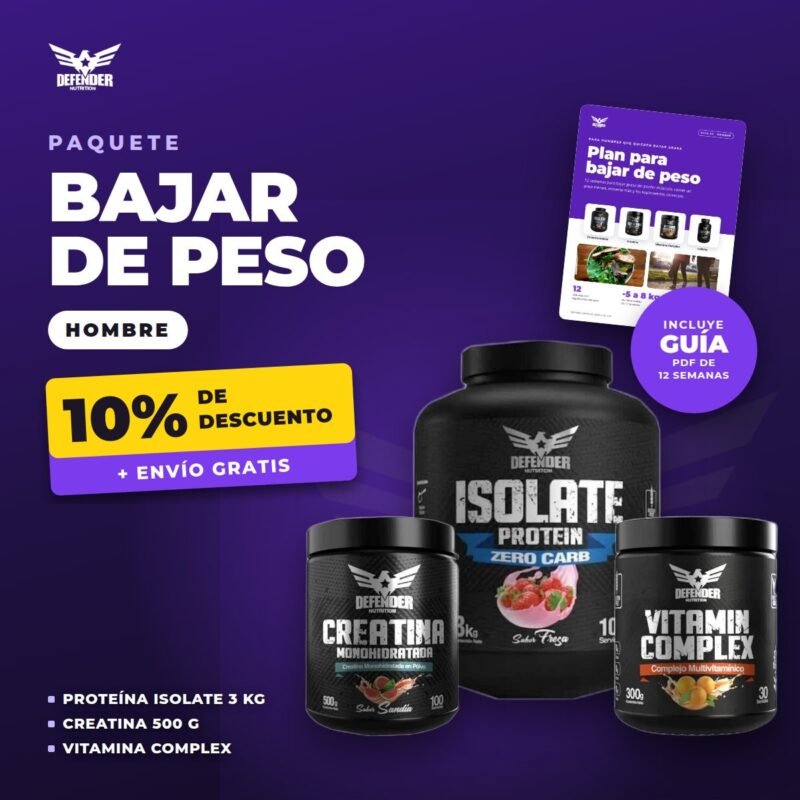 Paquete Bajar de Peso Defender Nutrition para hombre: productos y guía de 12 semanas