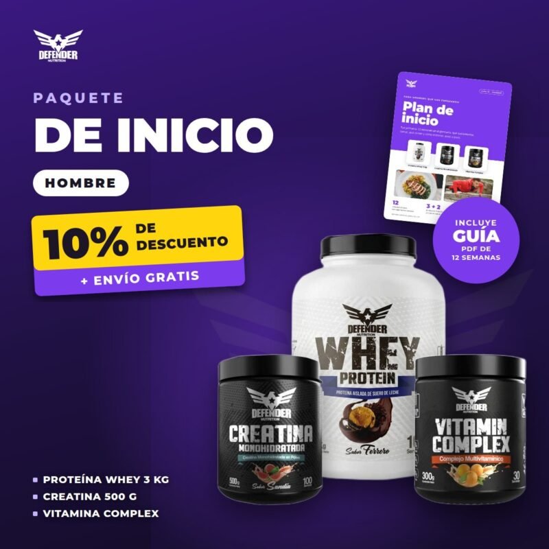 Paquete de Inicio Defender Nutrition para hombre: productos y guía de 12 semanas