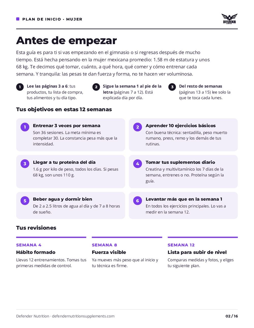 Guía Plan de Inicio para mujer, página 2