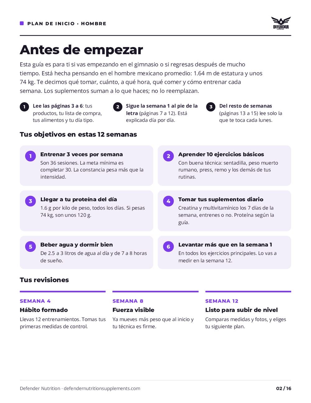 Guía Plan de Inicio para hombre, página 2