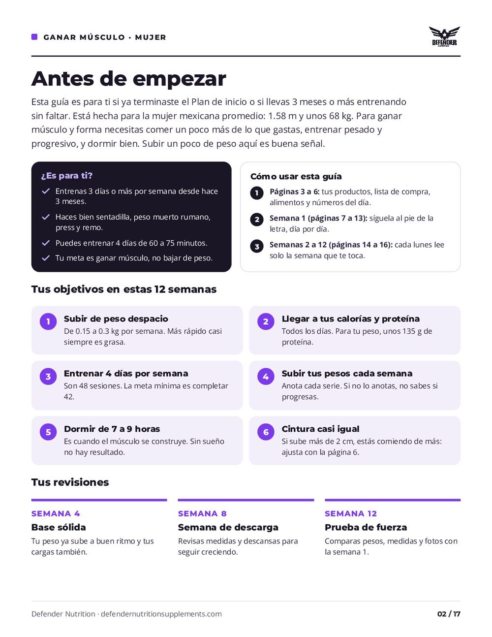 Guía Plan avanzado para ganar músculo para mujer, página 2