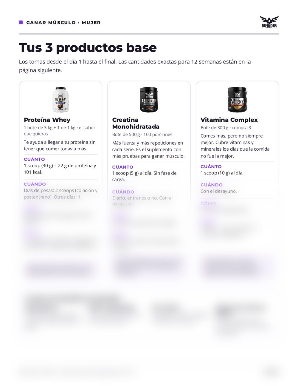 Guía Plan avanzado para ganar músculo para mujer, página 3 (vista parcial)