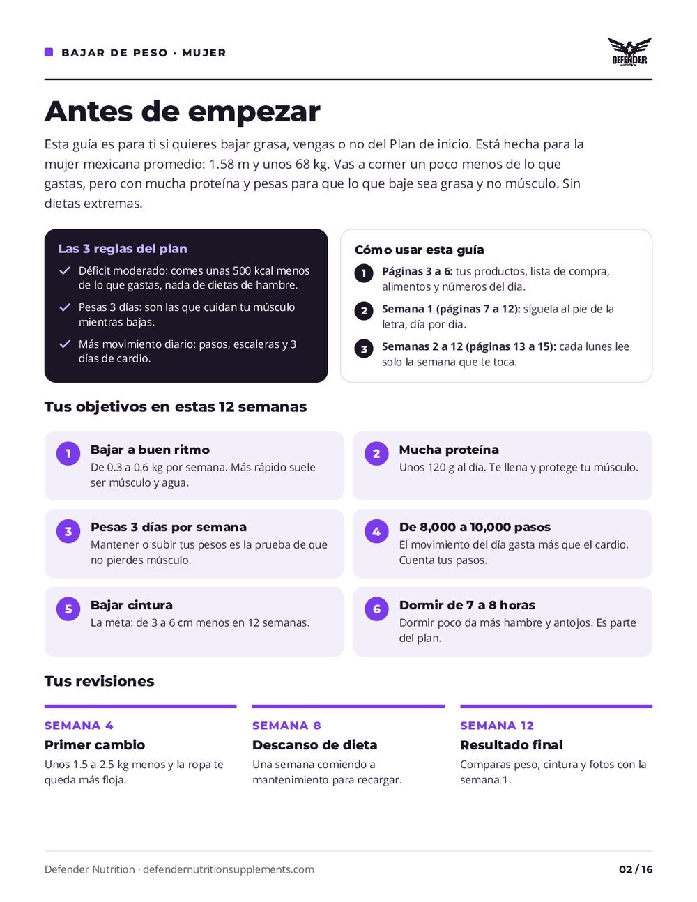 Guía Plan para bajar de peso para mujer, página 2